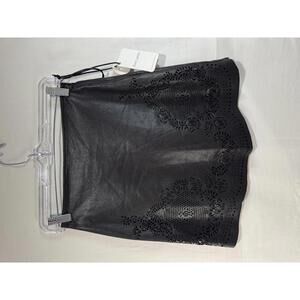 Liberty Garden Black Faux Suede Laser Cut Mini-Skirt NWT  Size XS